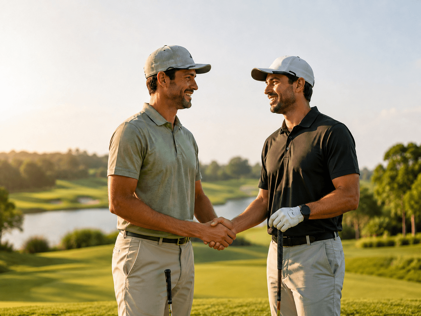 Dois jogadores em um campo de golf